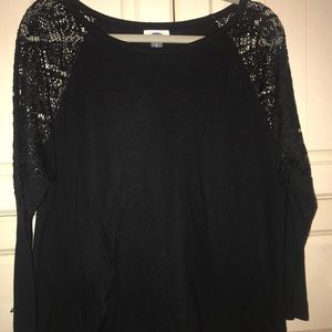 Black, lace shoulder top